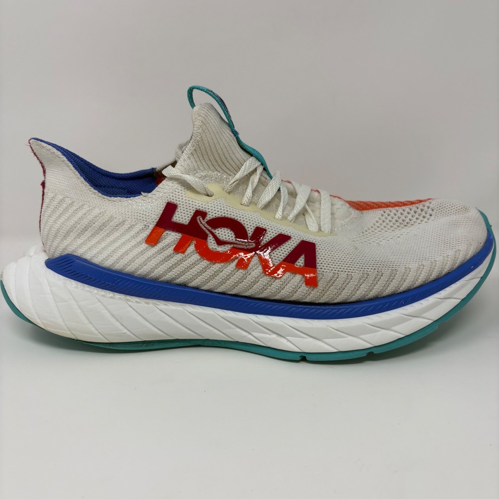 Hoka Carbon X 3 Womens Size 8.5 White Red Athletic Running Shoes Sneakers